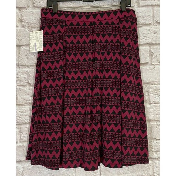 NEW LuLaRoe Madison Geo Triangle Print A-Line Skirt LARGE Pleated Pockets 9251 - Picture 2 of 5
